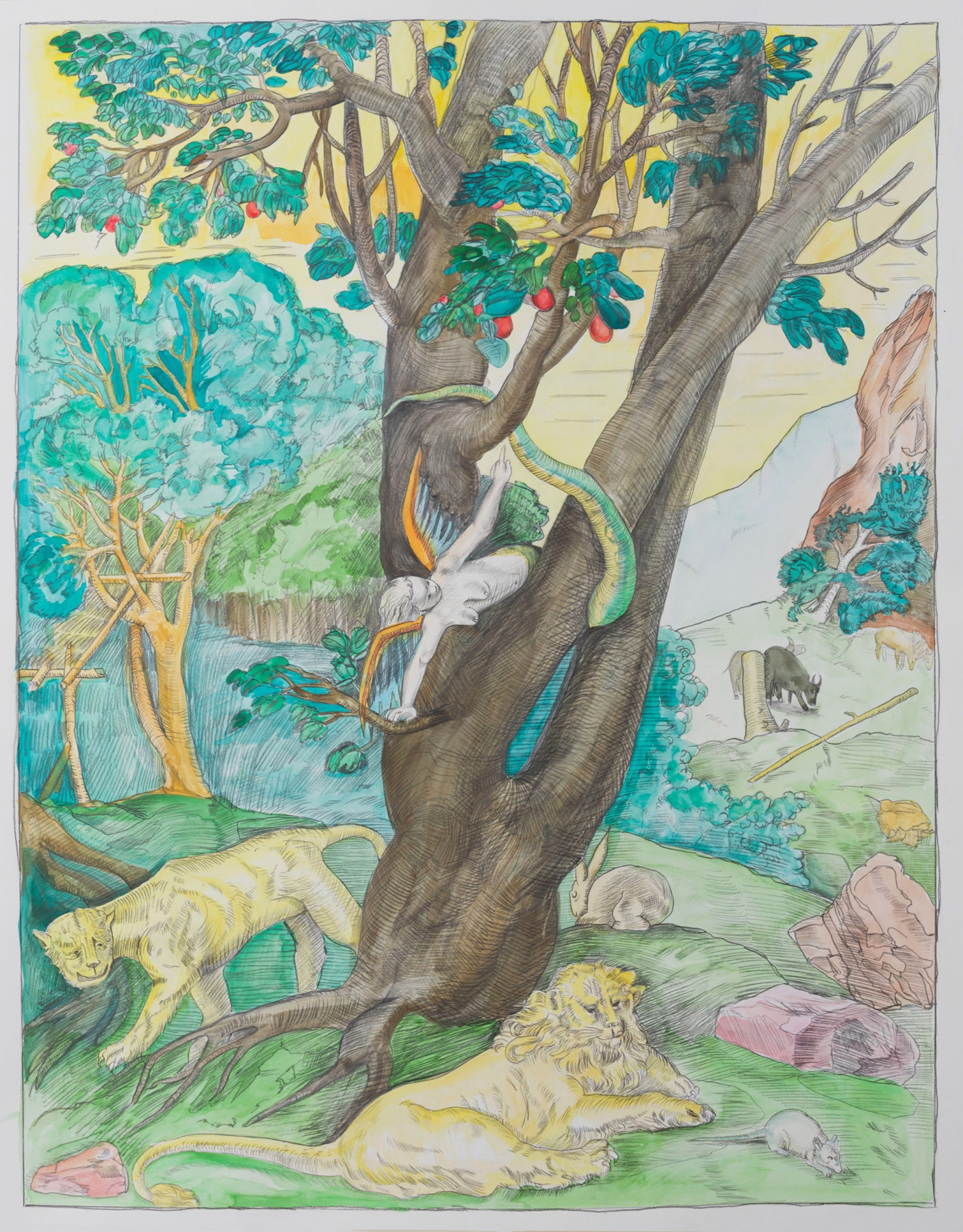 Ken Gonzales-Day

Untitled (After Theodore de Bry, Adam and Eve, America, Plate 1, V. 1, 1590-1603), 2021

Color pencil and archival ink on rag paper

33.5 x 25.25 in (85.1 x 64.1 cm)