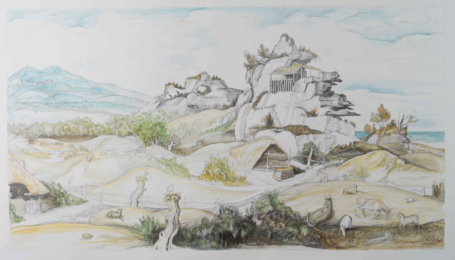 Ken Gonzales-Day

Untitled (After Jan Jansz, Landscape with an Episode from the Conquest of America, c.1535), 2021

Color pencil and archival ink on rag paper

33.5 x 60 in